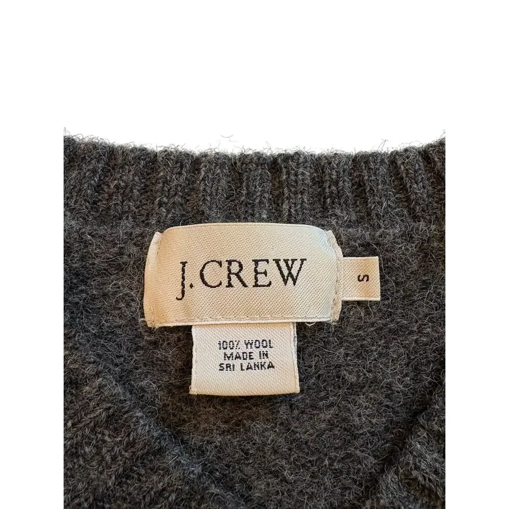 J Crew Sweater Mens Small Gray 100% Wool Crew Neck Pullover Minimalist Preppy